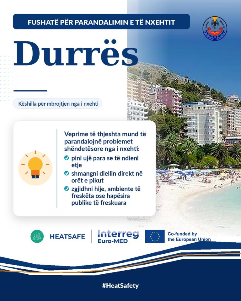 Fushatë Ndërgjegjësimi- Mbrojtja nga i Nxehti në Qarkun Durrës.Këshilli i Qarkut Durrës, në kuad
