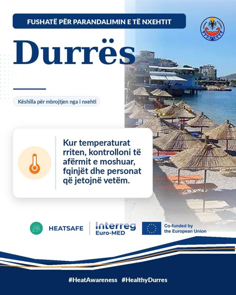☀️ Fushatë për Parandalimin e të Nxehtit! Këshilli i Qarkut Durrës, në kuadër të projektit HEATS (1)